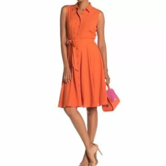 Nanette Lepore | Women’s Vivid‎ Coral Orange Sleeveless Dress Knee Length Size 2 - Picture 1 of 9